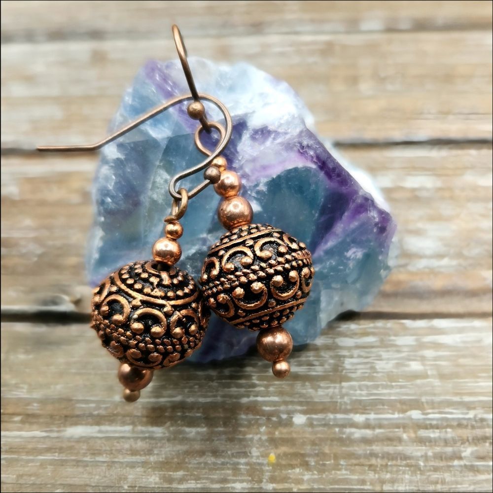 Bali Style Copper Drop Earrings